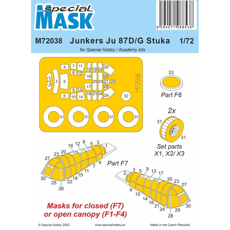 1/72 Junkers Ju 87D/G Stuka Mask / for Special Hobby and Academy kits