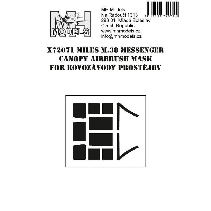 1/72 Miles M.38 Messenger canopy airbrush mask for Kovozavody Prostejov