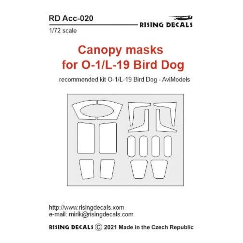 Canopy Masks for O-1/L-19 Bird Dog for AVI Models kit