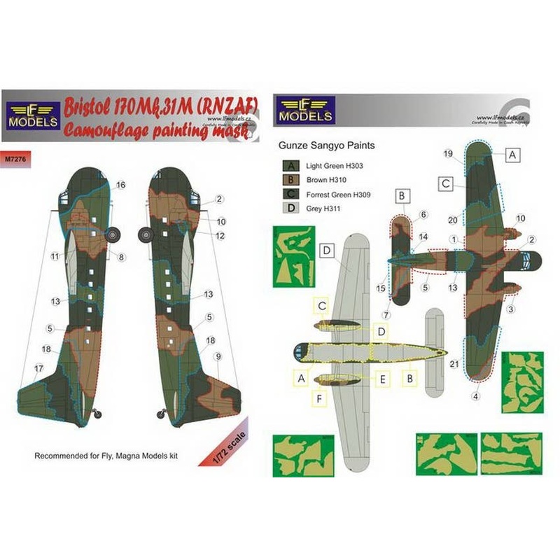 1/72 Bristol Freiter Mk.31 New Zealand Air Force Camouflage Mask Mask (for Fly)
