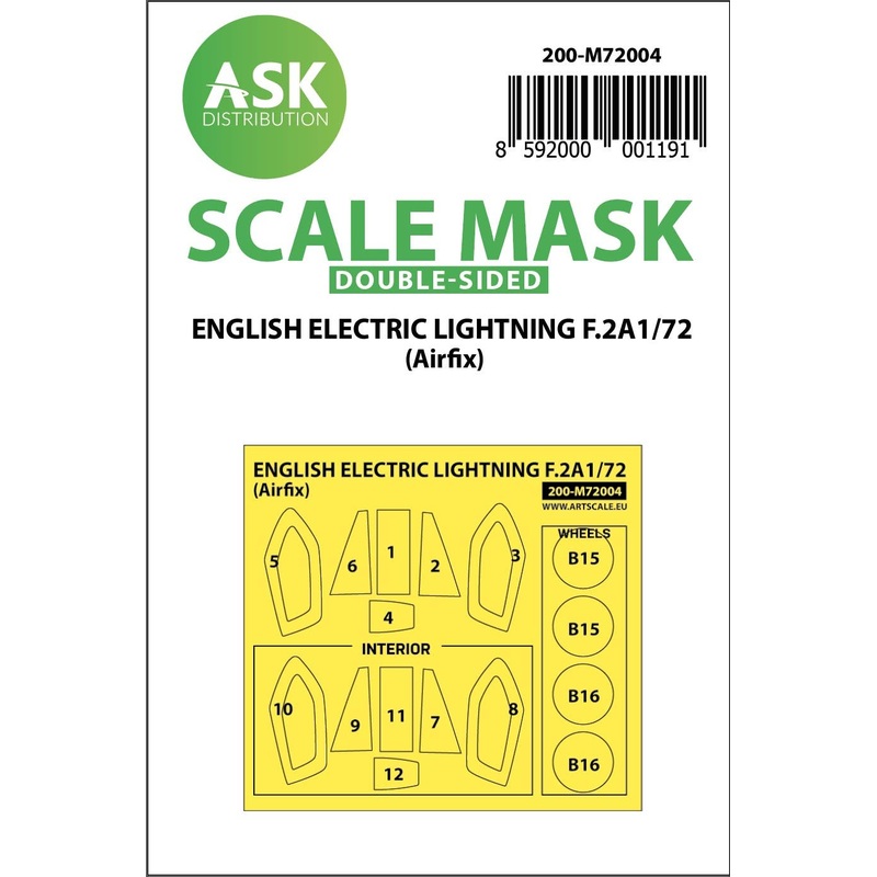 1/72 EE Lightning F.2A double-sided painting mask for Airfix