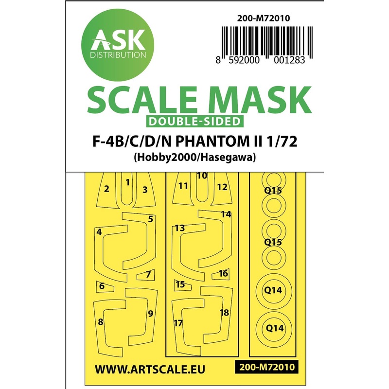 1/72 F-4B/C/D/N Phantom II double-sided painting mask for Hasegawa / Hobby2000