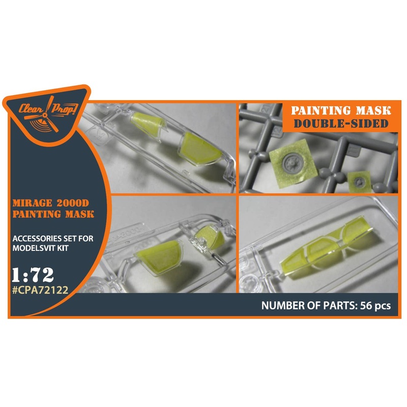 1/72 Mirage 2000D double-sided painting mask on yellow kabuki paper for Modelsvit kit 72075