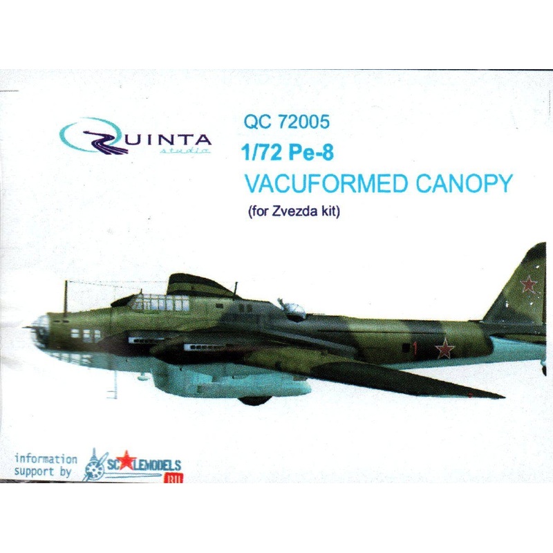 1/72 Pe-8 Vacuformed Clear Canopy (for 7264 Zvezda kit)