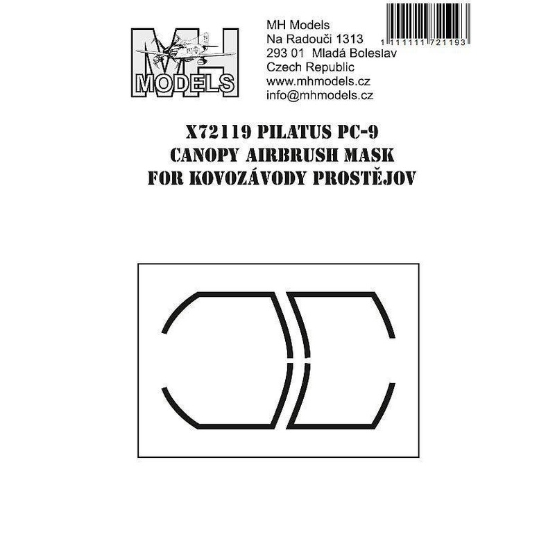 1/72 Pilatus PC-9 canopy airbrush mask, for Kovozavody
