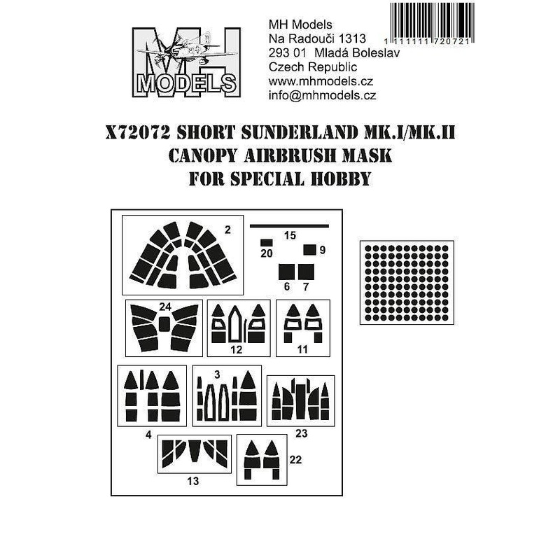 1/72 Short Sunderland Mk.I/II Canopy airbrush mask for Special Hobby
