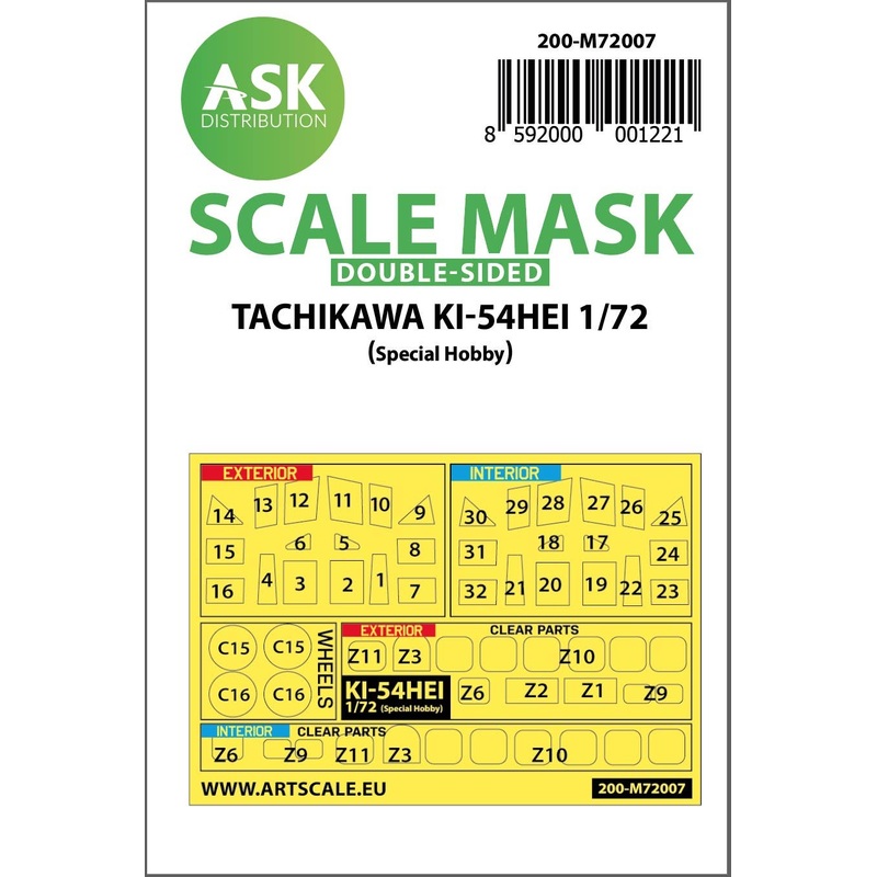 1/72 Tachikawa Ki-54HEI double-sided painting mask for Special Hobby