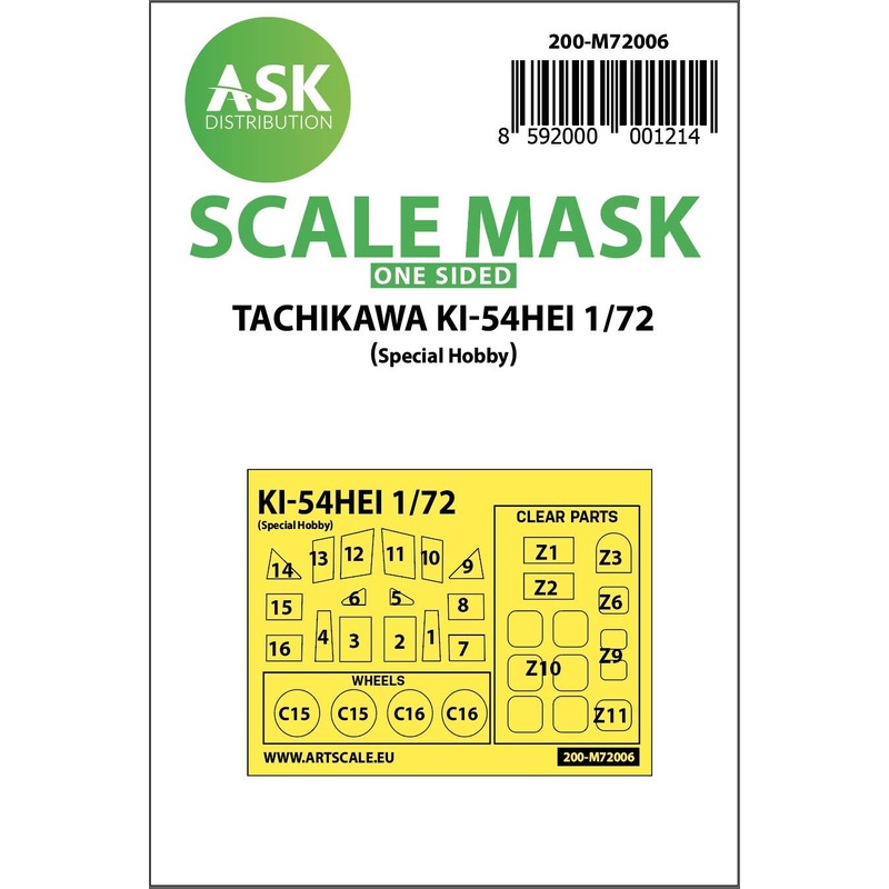 1/72 Tachikawa Ki-54HEI one-sided painting mask for Special Hobby