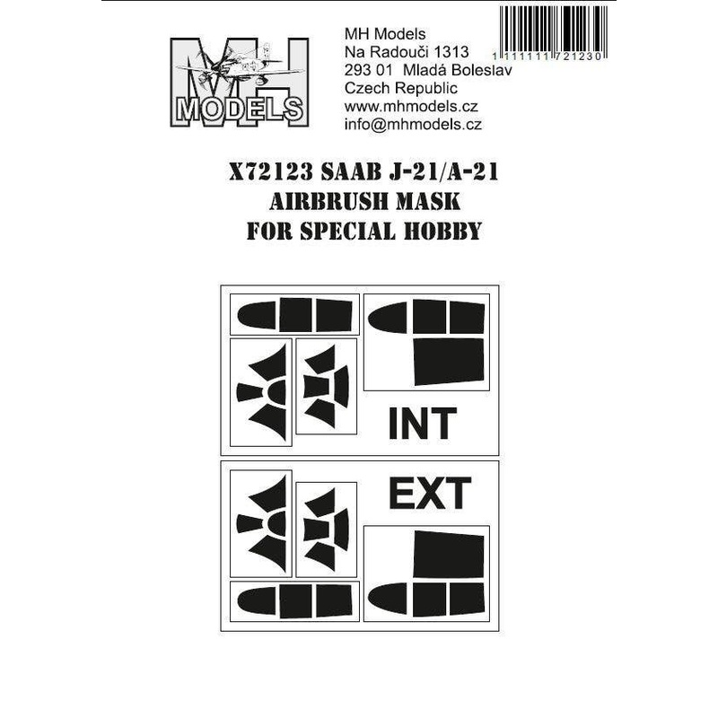 Saab J-21/A-21 canopy airbrush mask, for Special Hobby