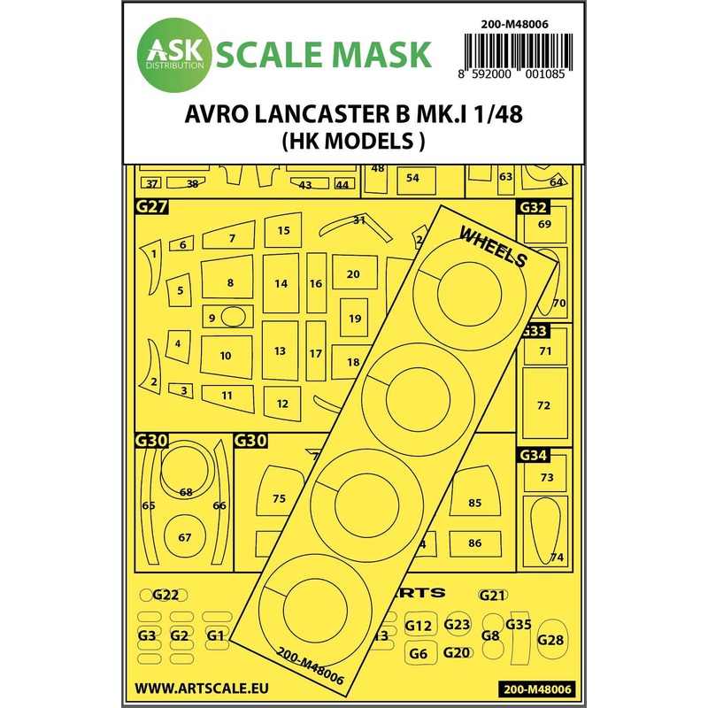 1/48 Avro Lancaster Mk.I B outside painting mask for HK Models