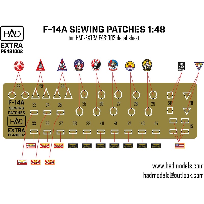 1/48 F-14A Sewing patches VF-1 VF-84 VF-111 Photo-etched part