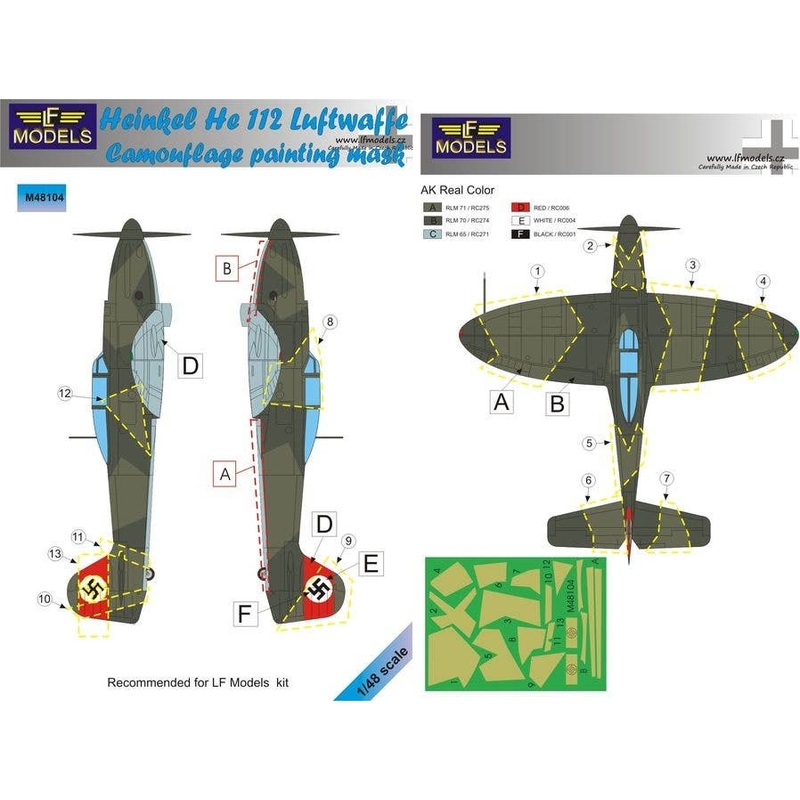 1/48 Heinkel He 112 Luftwaffe camouflage painting mask