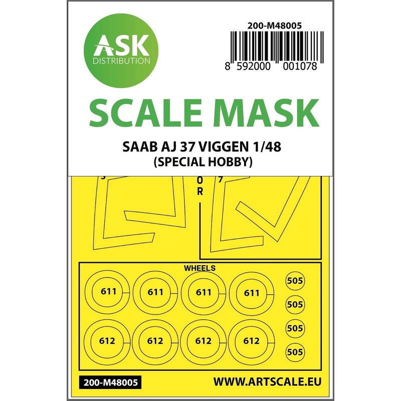 1/48 SAAB AJ 37 Viggen double-sided painting mask for Special Hobby