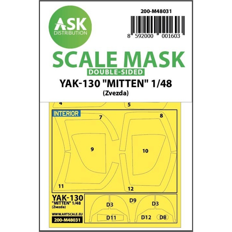 1/48 Yak-130 "Mitten" double-sided painting mask for Zvezda