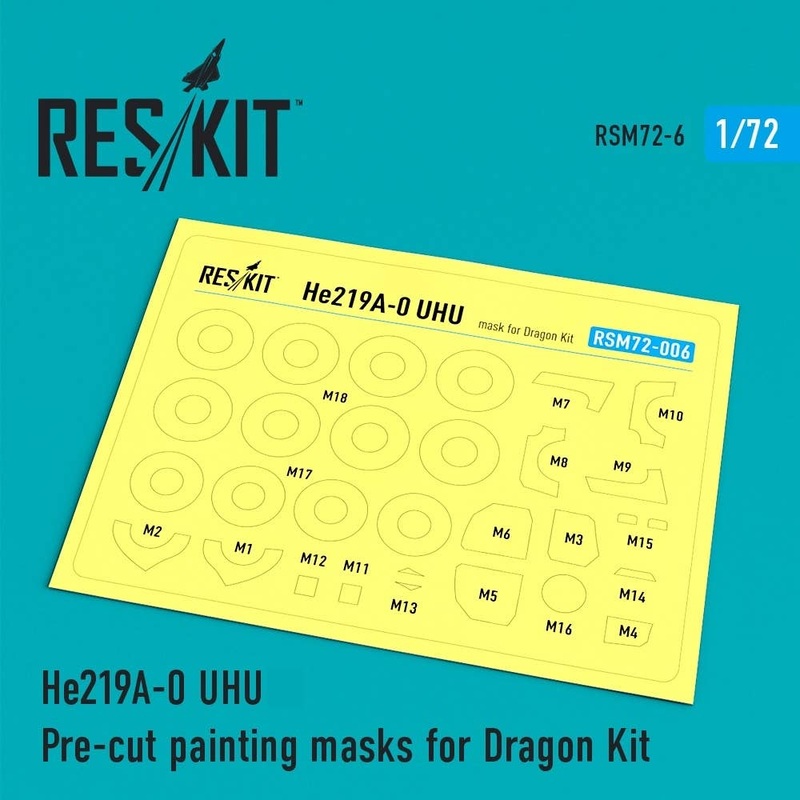 1/72 He219A-0 UHU Pre-cut painting masks for Dragon Kit