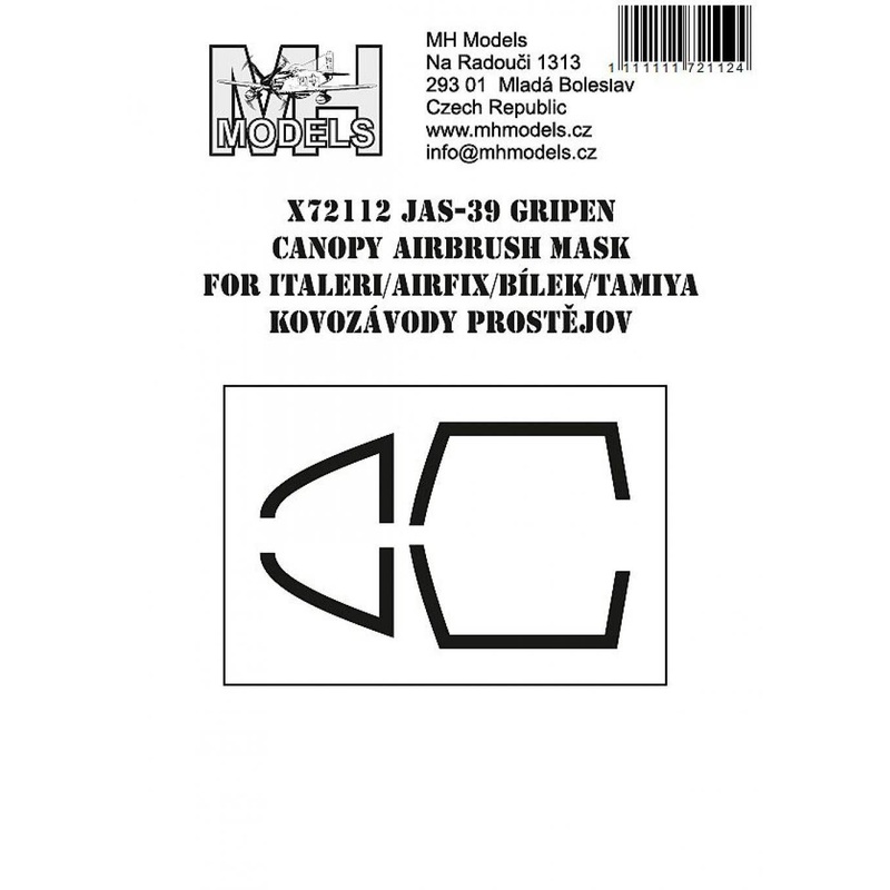 1/72 JAS-39 Gripen canopy airbrush mask for Italeri