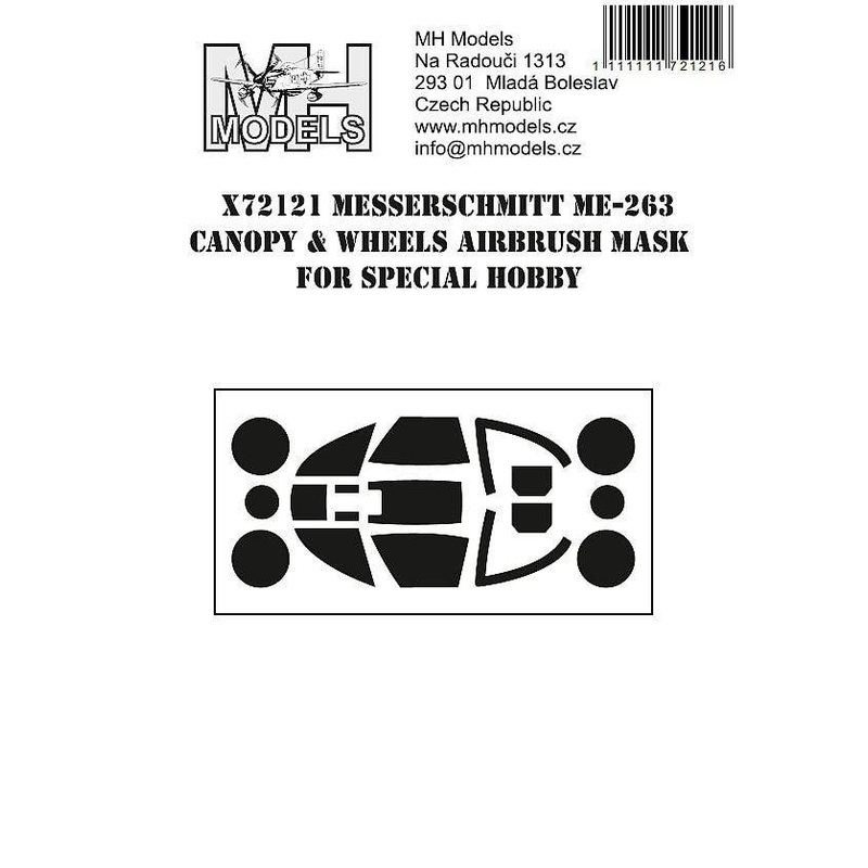 1/72 Me 263 canopy & wheels airbrush mask, for Special Hobby