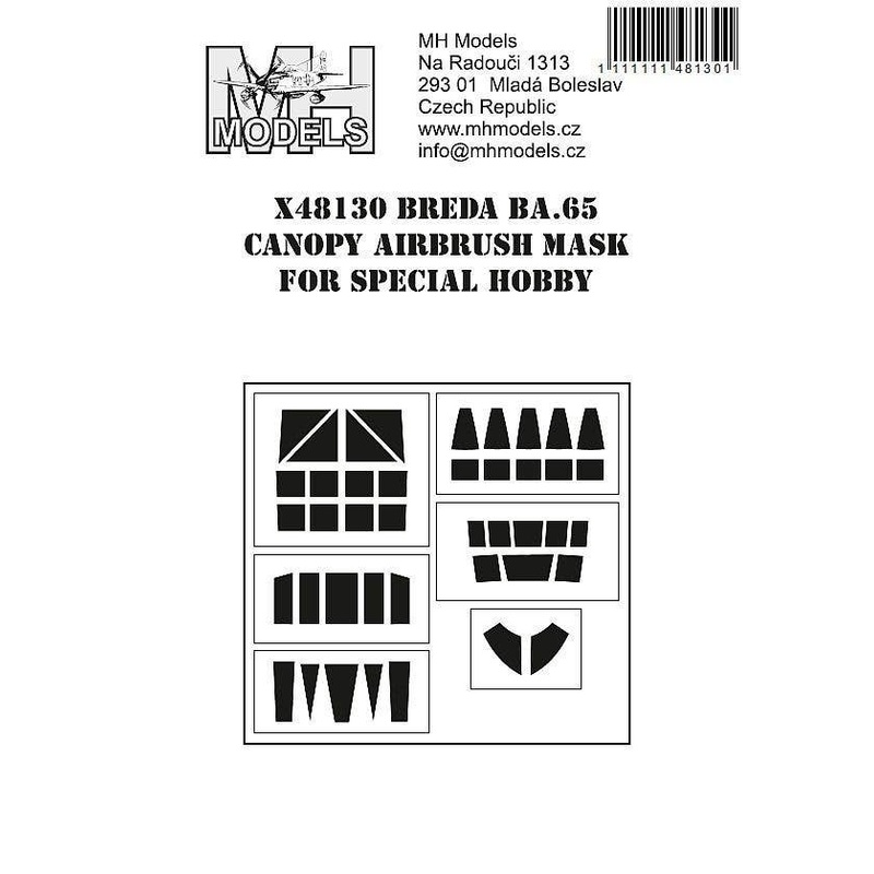 1/48 Breda Ba.65 canopy airbrush mask for Special Hobby