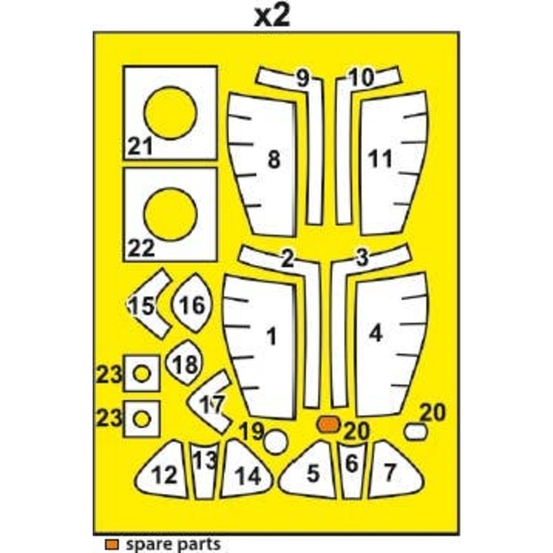 1/48 F-82F/G, E/H Twin Mustang painting mask on yellow kabuki paper for Modelsvit kits 4818/4820