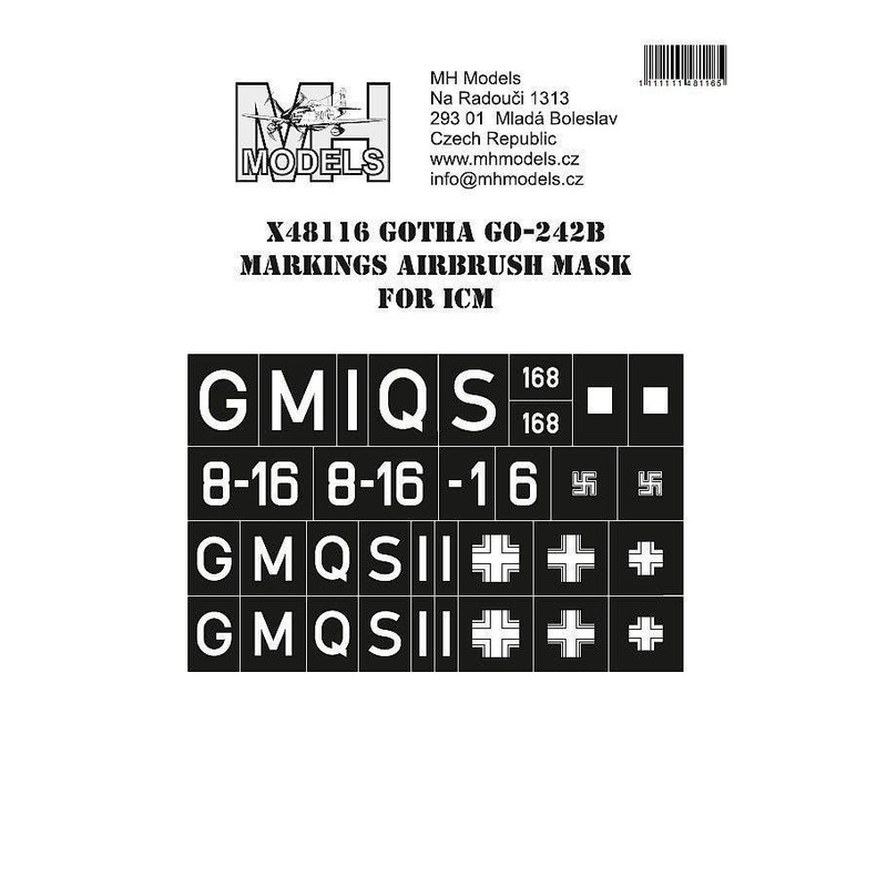 1/48 Gotha Go 242B Markings airbrush mask for ICM