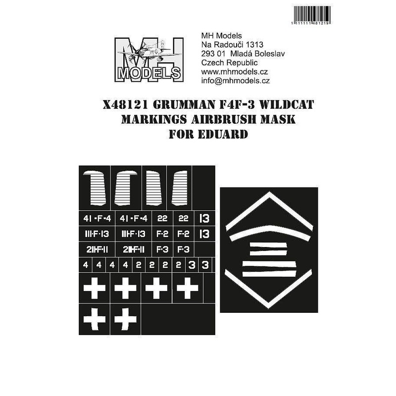 1/48 Grumman F4F-3 Wildcat Markings airbrush mask for Eduard