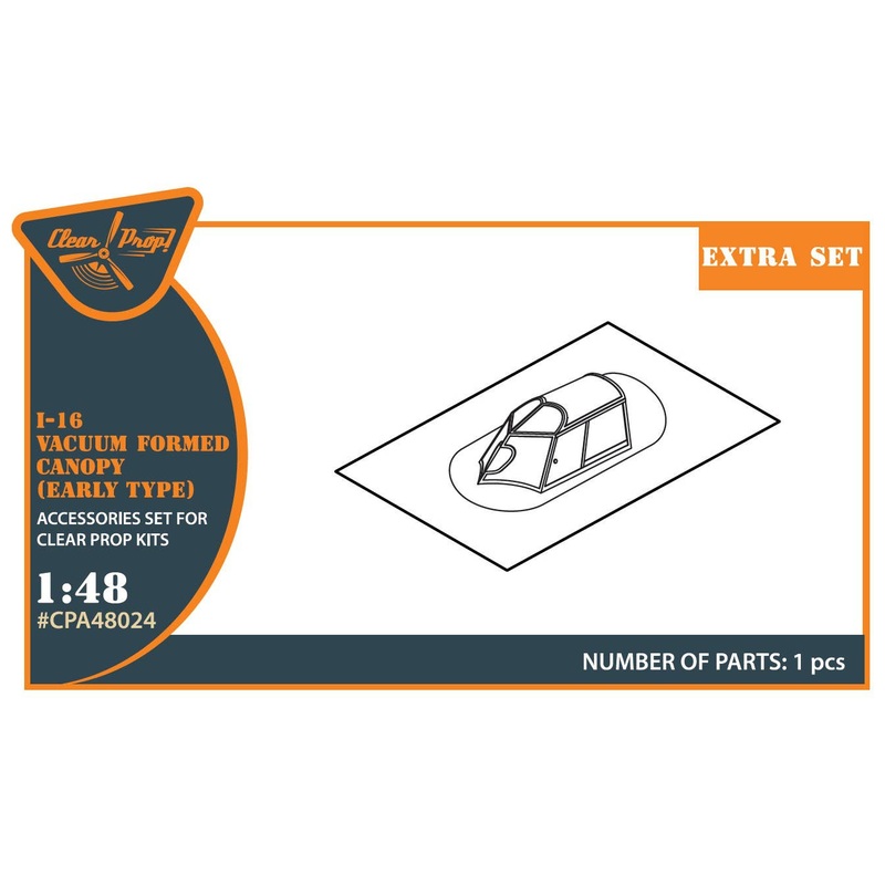 1/48 I-16 Vacuum Formed Canopy (Early Version) for Clear Prop kits