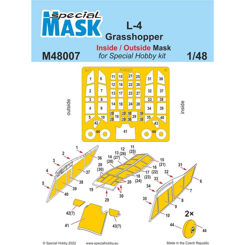 1/48 L-4 Grasshopper Inside/Outside MASK for Special Hobby kits