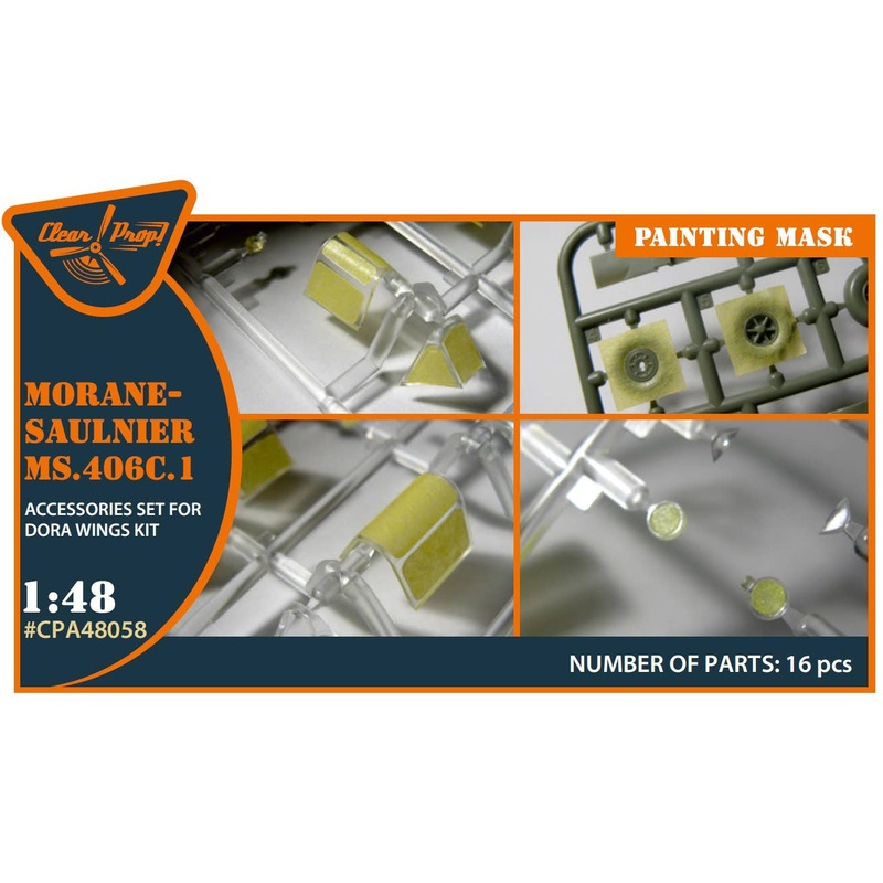 1/48 Morane-Saulnier MS.406C.1 painting mask on yellow kabuki paper for Dora Wings kit