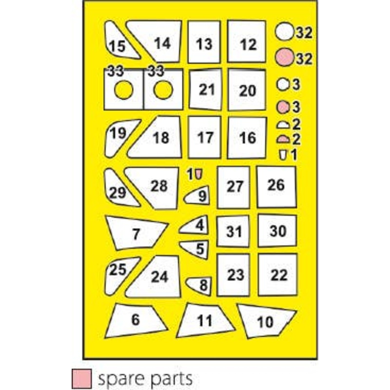 1/48 P-47B Thunderbolt double-sided painting mask on yellow kabuki paper for Dora Wings kit
