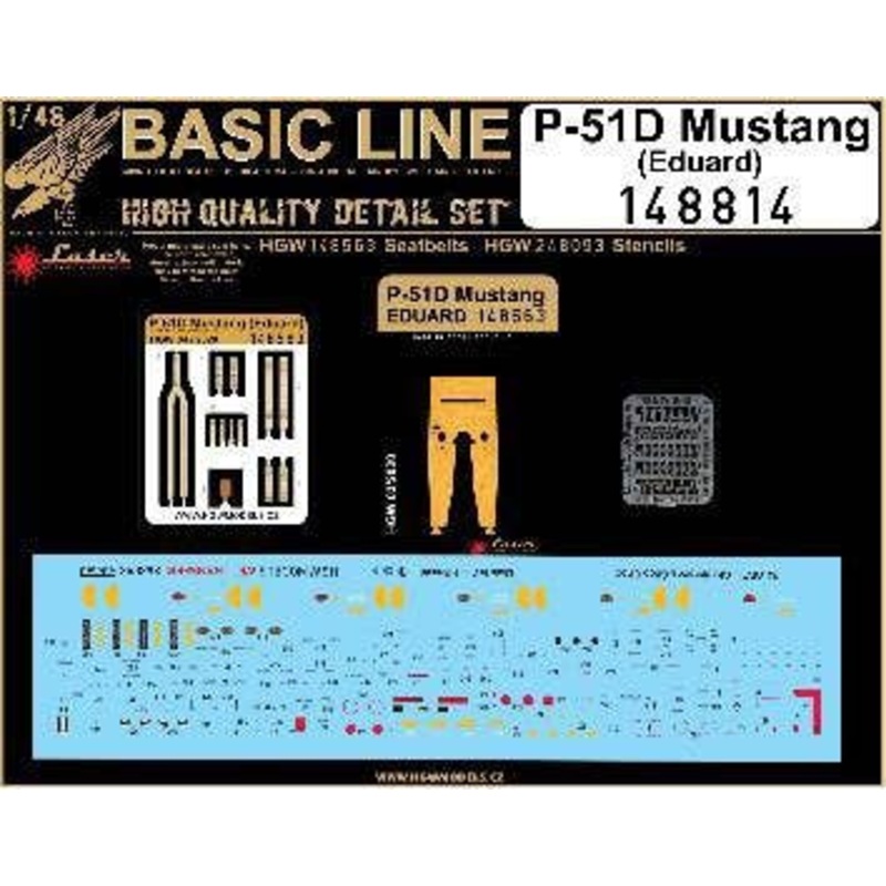 1/48 P-51D Fabric Seatbelt w/Stencils & Wooden Floor (for Eduard)
