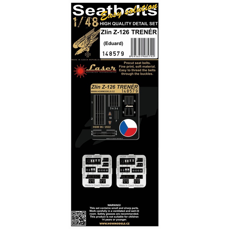 1/48 Zlin Z-126 Trener Seatbelts (pre-cut (laser) / for EDUARD)