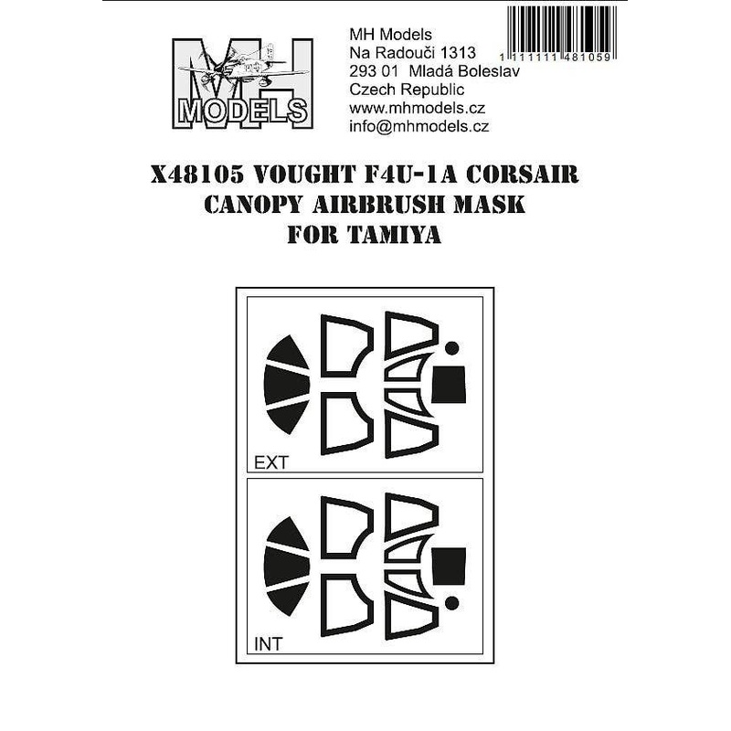 1/48 F4U-1A Corsair Canopy Airbrush Mask for Tamiya