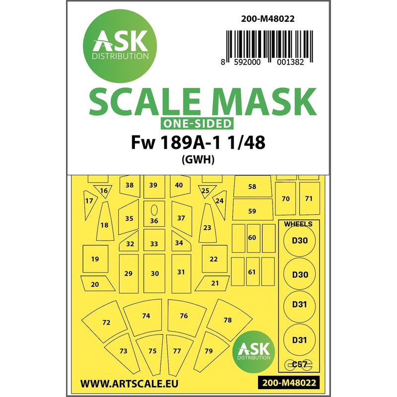 1/48 Focke Wulf Fw 189 one-sided painting mask for Great Wall Hobby