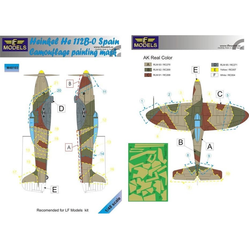 1/48 Heinkel He 112B-0 Spain camouflage painting mask