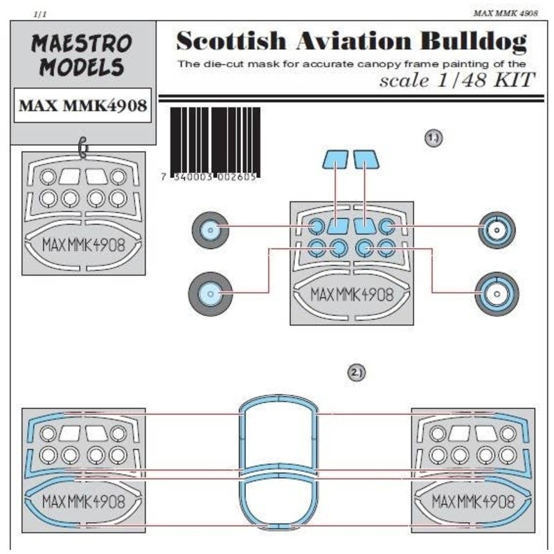 1/48 SA Bulldog Canopy and Wheel Mask for Tarangus