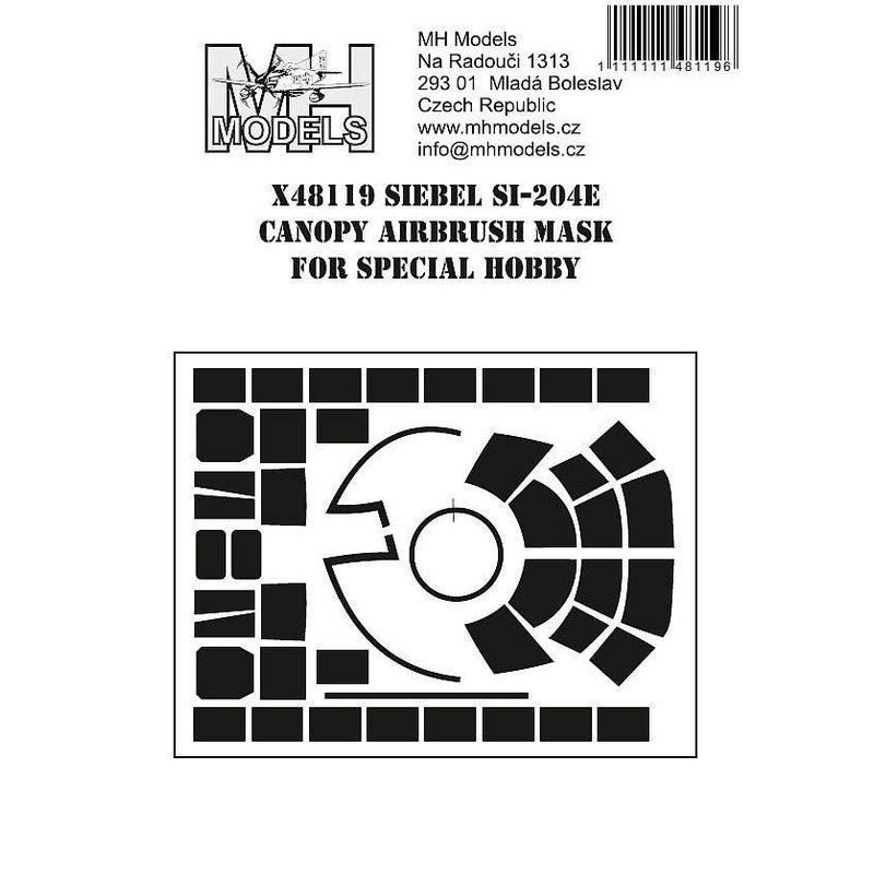 1/48 Siebel Si 204E canopy airbrush mask for Special Hobby.