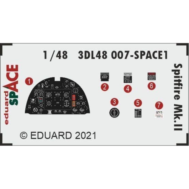 1/48 Spitfire Mk.II SPACE Photo-Etched Parts and 3D Decals (for Eduard)