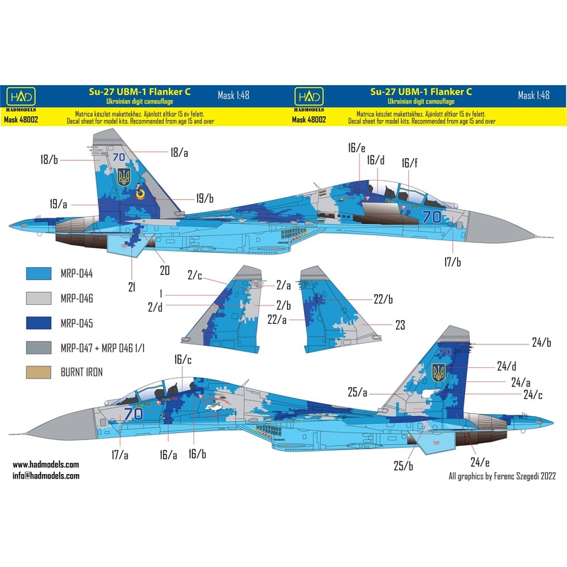 1/48 Su-27UBM-1 Flanker C Ukrainian Digital Camouflage paint mask
