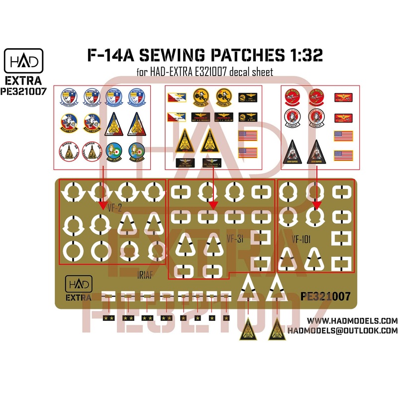 1/32 F-14A-D sewing patches VF-2 VF-101 VF-31 photo-etched parts