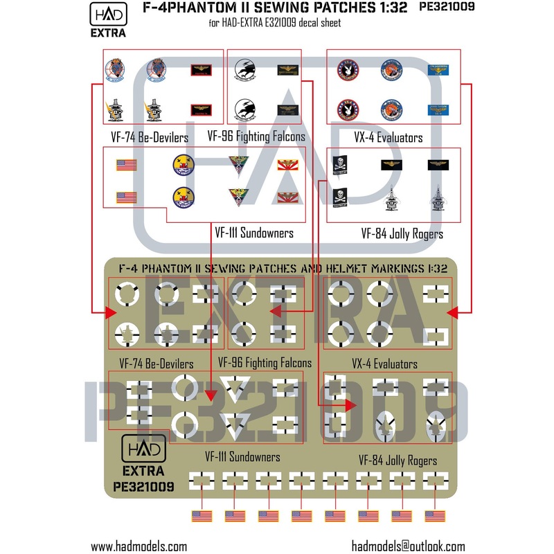 1/32 F-4 Phantom II sewing Patches VF-84 VF-111 VF-74 VF-96 VX-4 photo-etched part