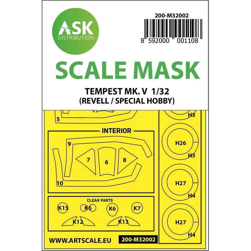 1/32 Hawker Tempest Mk.V double-sided painting mask for Special Hobby
