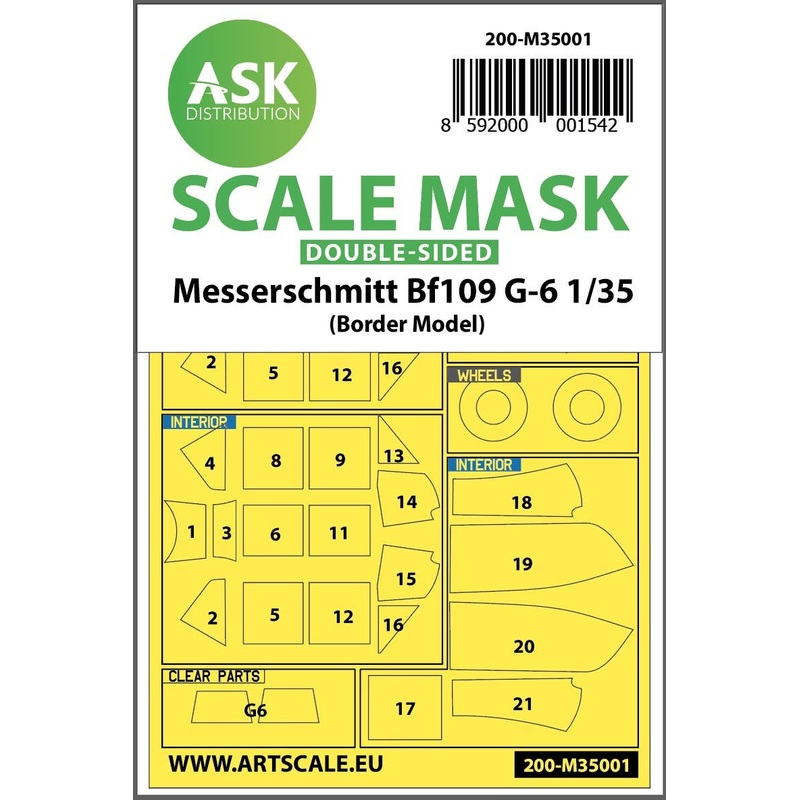 1/35 Messerschmitt Bf 109G-6 double-sided painting mask for Border Model