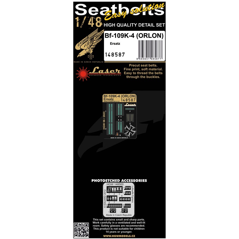1/48 Bf 109K-4 Orlon (Ersatz) Seatbelts