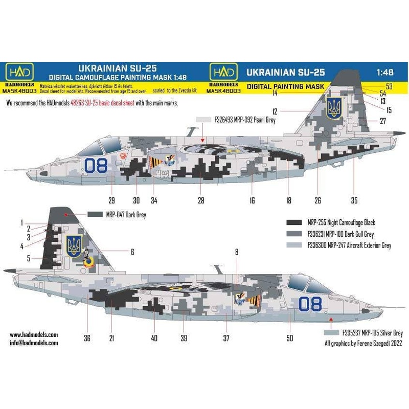 1/48 Su-25 Ukrainian Digital Camouflage painting mask
