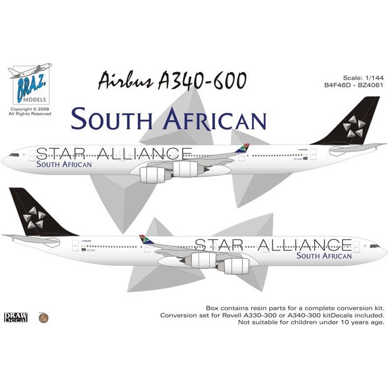 1/144 Airbus A340-600 Conversion Set South African Airways Star Alliance (for Revell)