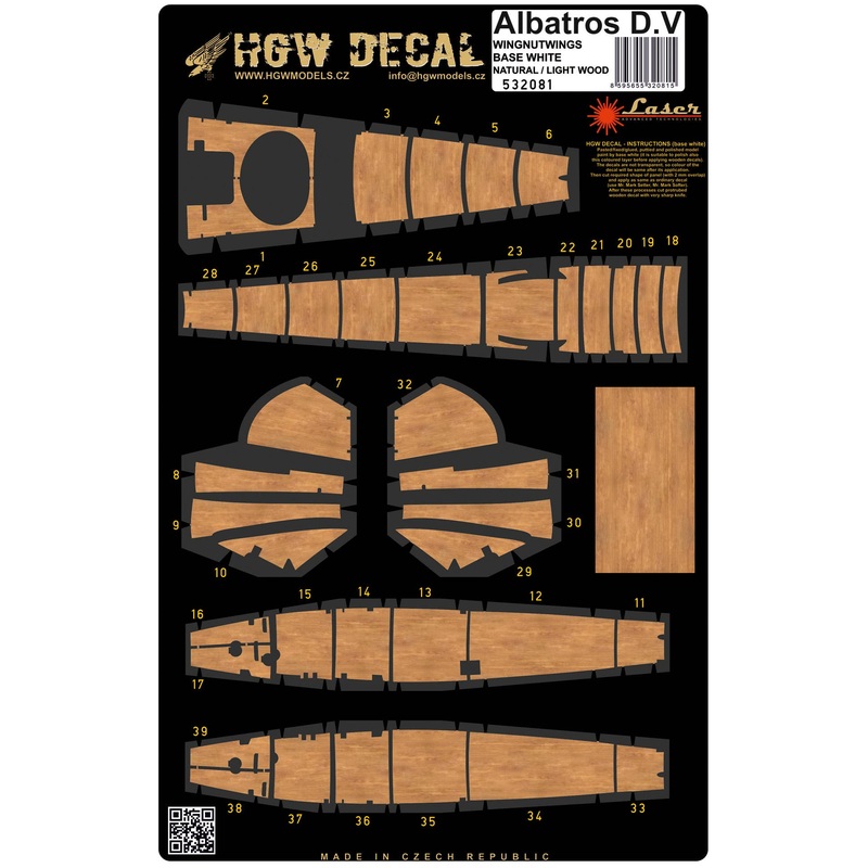 1/32 Albatros D.V / D.Va - Light Wood Decals