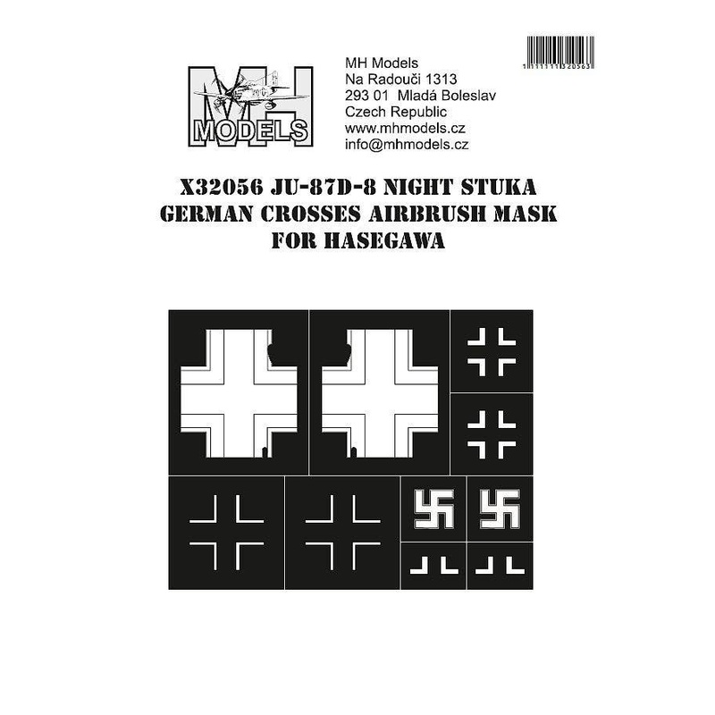 1/32 Ju 87D-8 Night Stuka German Crosses Airbrush Mask for Hasegawa