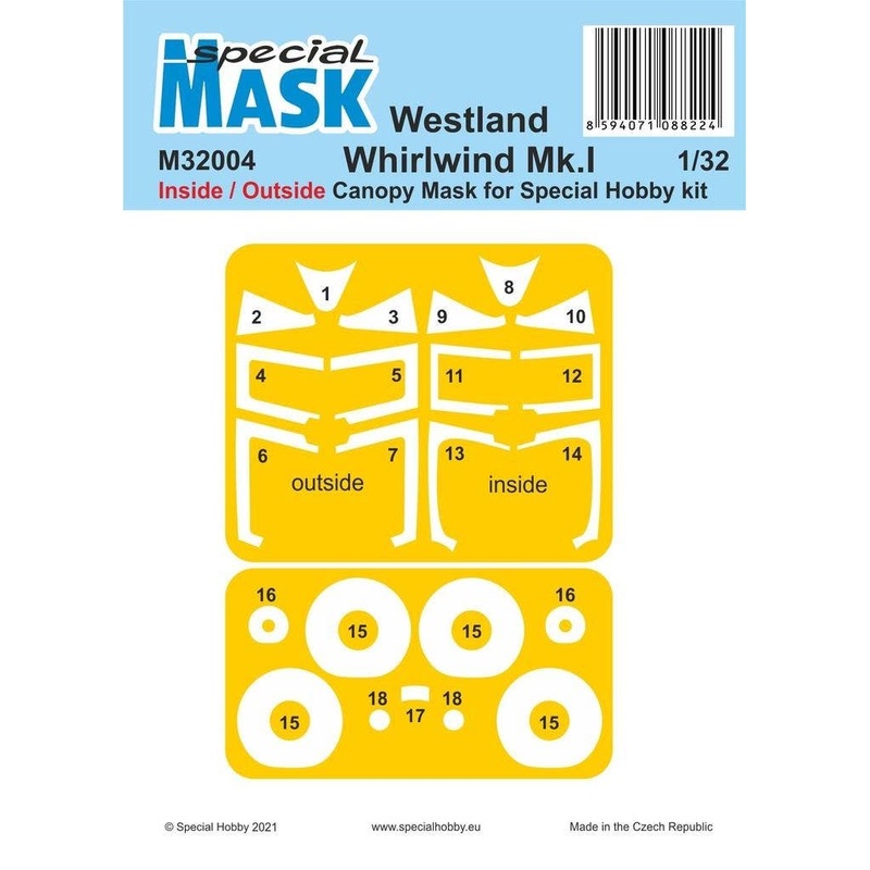 1/32 Westland Whirlwind Mk.I Inside/Outside MASK for Special Hobby