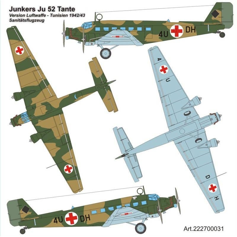 1/87 JU-52/3m Version Luftwaffe - Tunisien 1942/43 Sanitatsflugzeug