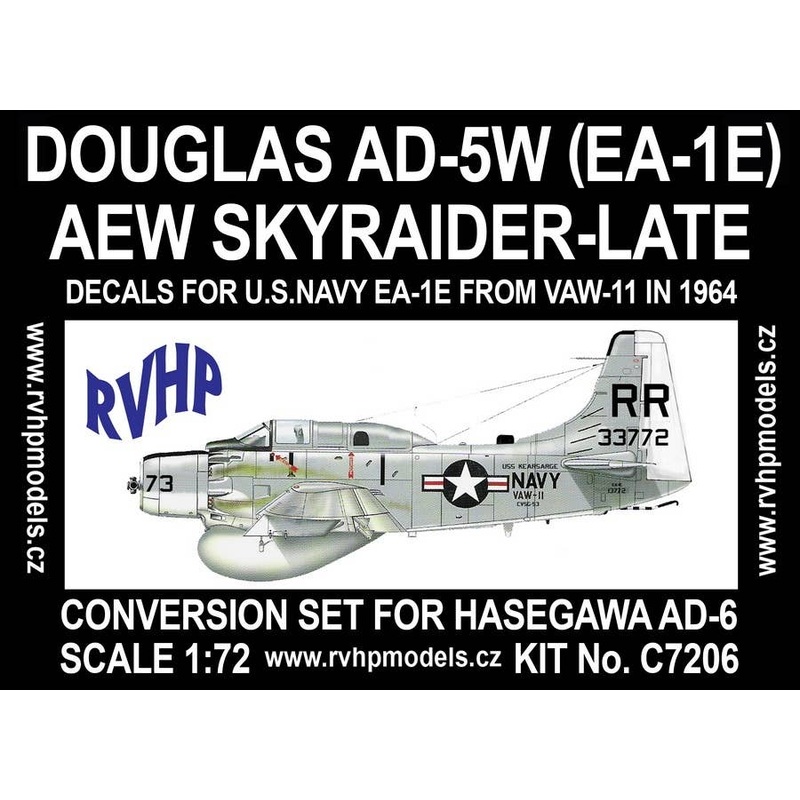 1/72 Douglas AD-5Q (EA-1E) Aew Skyraider Late Conversion Set for Hasegawa AD-6